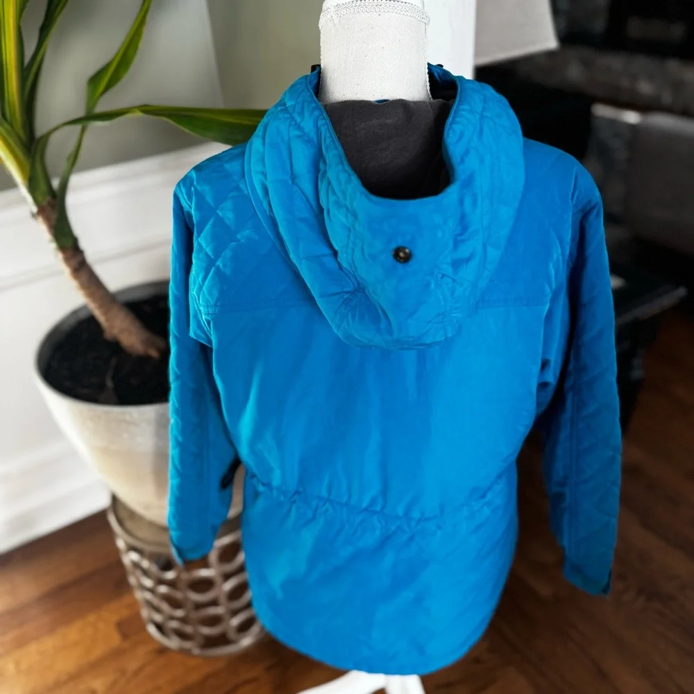 LL‎ BEAN Size S petite Vintage Blue Hooded Parka Coat Jacket CR27 missing fur
